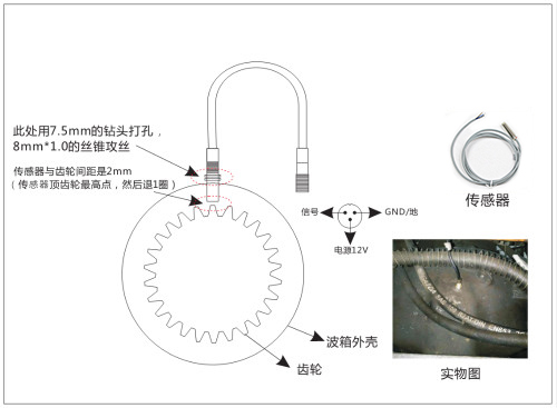 九芯叉車限速器傳感器波形箱安裝結構圖